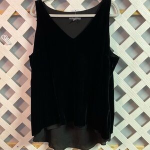 Lisa Rinna Collection Sleeveless Black Velvet Tank Chiffon Lining Side Zipper XL